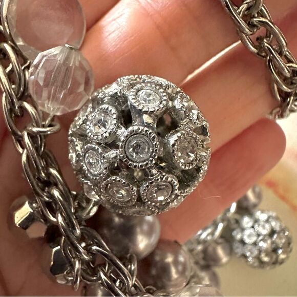 Silver tone beaded statement necklace - Picture 11 of 11